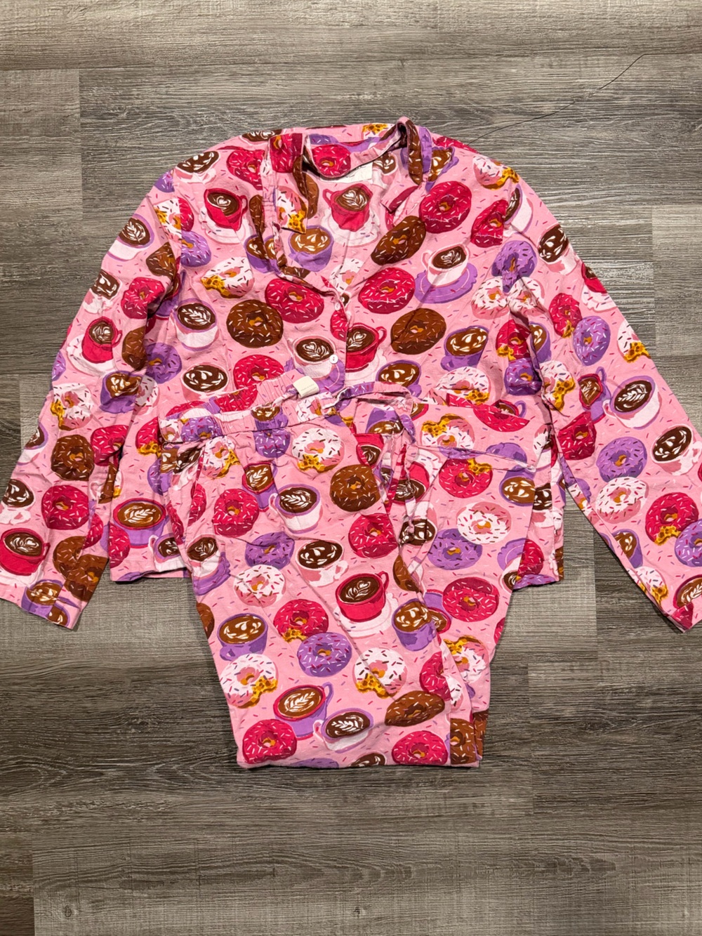 Printfresh Coffee Break Flannel Long Pajama Set - size M